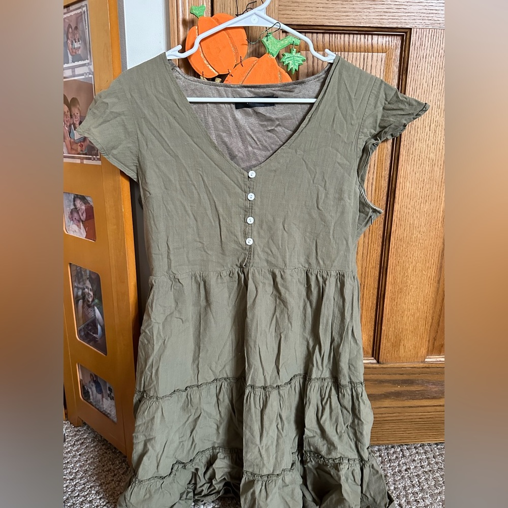 green flowy dress
